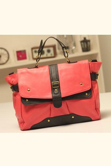 Oasap Contrast Colored Rivet Embellished Shoulder Bag