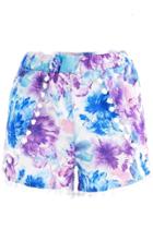 Oasap Floral Overlap Pom Trim Shorts