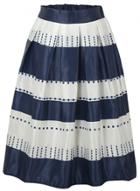 Oasap Women's Vintage Elastic Waist Color Block A-line Pleated Skirt
