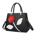 Oasap Fashion Pu Leather Floral Tote Shoulder Bag
