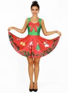 Oasap Sleeveless Christmas Printed Color Block Dress