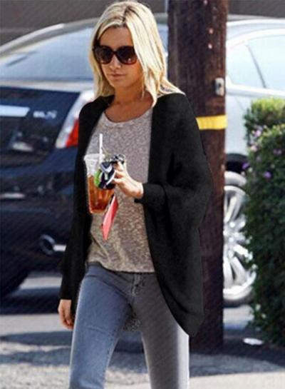 Oasap Fashion Long Batwing Sleeve Open Front Loose Cardigan