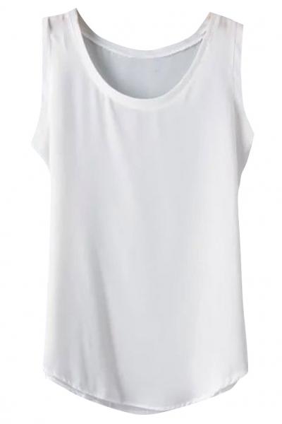 Oasap Sweet Solid Color Chiffon Tank Top