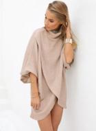 Oasap High Neck Asymmetric Solid Pullovers