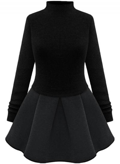 Oasap Casual Long Sleeves Fit Flare Sweater Dress