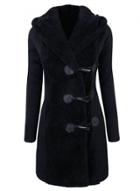 Oasap Hooded Long Sleeve Solid Color Wool Coat
