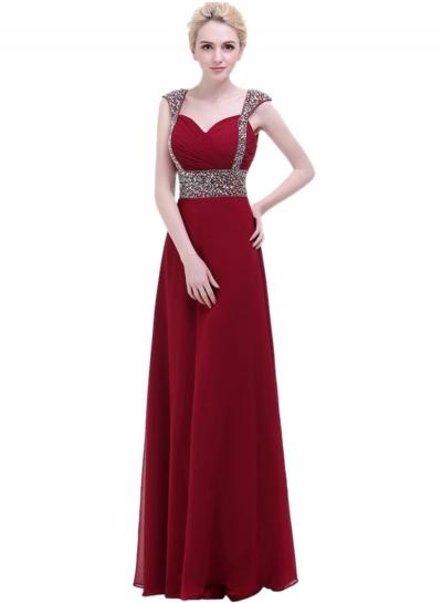 Oasap Chiffon A-line Beading Prom Dress
