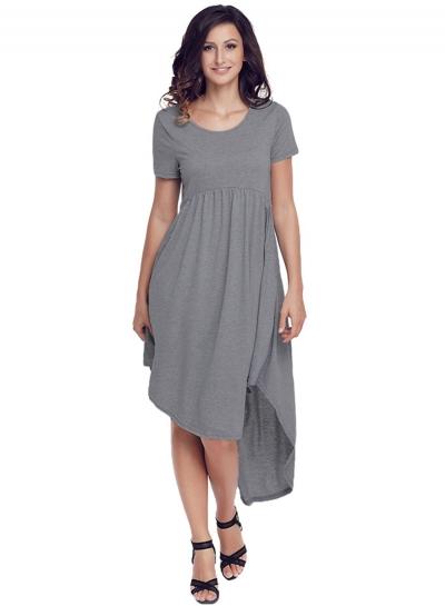 Oasap Round Neck High Waist Irregular Dress