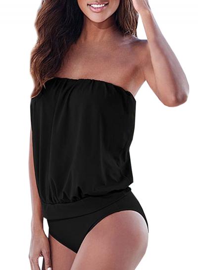 Oasap Women's Fashion Summer Solid One Piece Strapless Swimwear