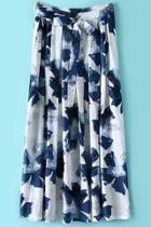 Oasap Fabulous Floral Print Pleated Flowy Skirt