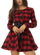 Oasap Round Neck Long Sleeve Plaid A-line Dress With Belt