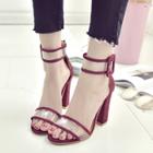 Oasap Open Toe Chunky Heels Ankle Strap Party Sandals