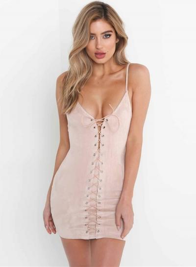 Oasap Spagheeti Strap V Neck Bodycon Mini Dresses