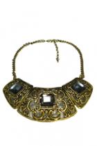 Oasap Retro Diamante Engraving Flower Pattern Necklace