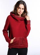 Oasap Stand Collar Long Sleeve Solid Color Pullover Hoodie