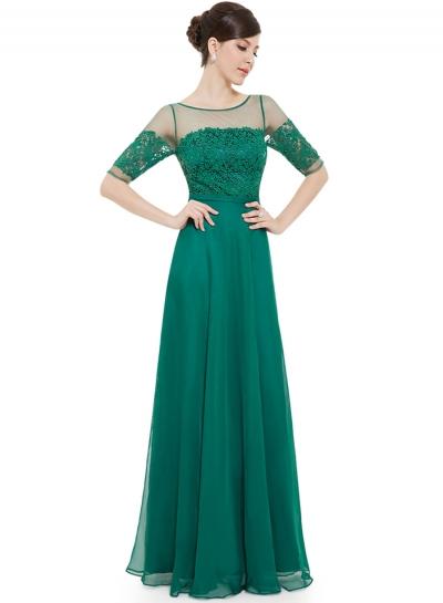 Oasap Women's Elegant Lace Half Sleeve Backless Evening Dress