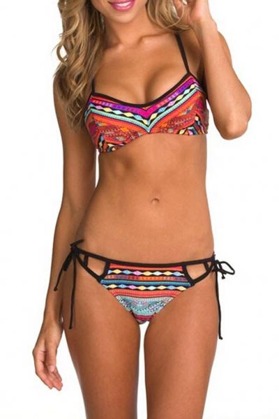 Oasap Vintage Geo Print Bikini Sets For Women