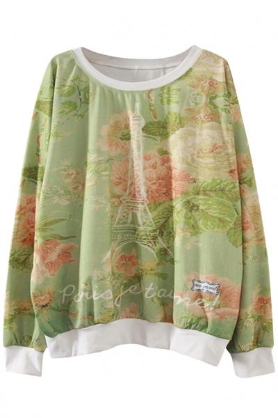 Oasap Fashion Eiffel Tower Printed Sweatshirt