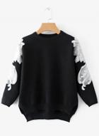 Oasap Floral Embroidery Pullover Loose Sweater
