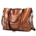 Oasap Vintage Solid Color Pu Leather Shoulder Bag