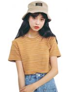 Oasap Classic Short Sleeve Striped Pullover Tee