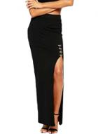 Oasap Women's Fashion Black High Waist Side Slit Maxi Skirt