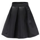 Oasap Fashion Solid Color High Waist Pleated A-line Skirt