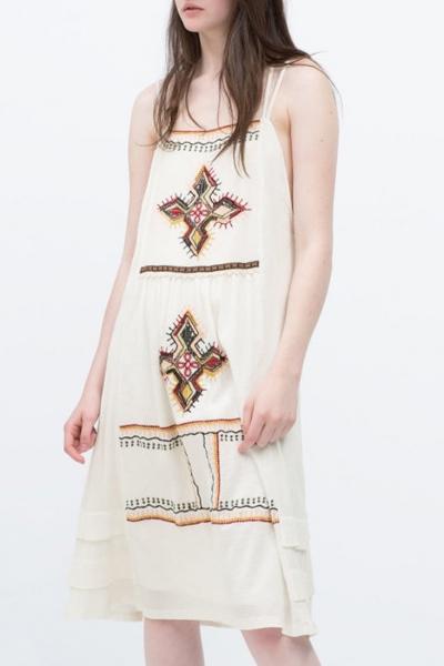 Oasap Vintage Sleeveless Embroidered Slip Dress