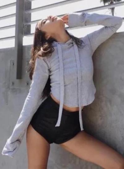 Oasap Casual Solid Short Drawstring Hoodie