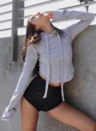 Oasap Casual Solid Short Drawstring Hoodie