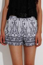 Oasap Fashion Printed Elastic Waist Shorts