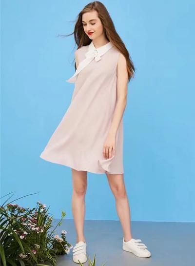 Oasap Black Simple Turn-down Collar Loose Dress