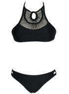 Oasap Women's Tao Piece Halter Neck Cut-out Tankini Swimsuit