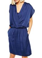 Oasap Women's Faux Wrap Elastic Waist Loose Fit Dress