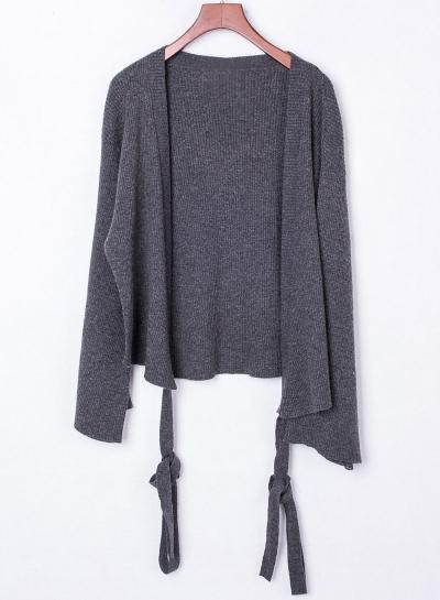 Oasap Fashion Open Front Knit Cardigan With Belt
