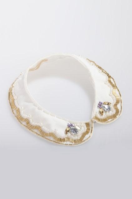 Oasap Shiny Pearl Embellished Peter Pan Collar Necklace With Rhinestone Detail