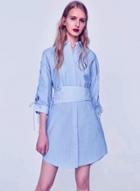 Oasap Fashion Striped Shirt Dress With Belt