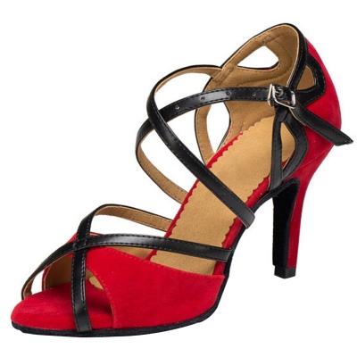 Oasap Open Toe High Heels Ankle Strap Latin Dance Shoes