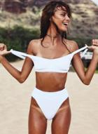 Oasap Solid 2 Piece Padded High Waist Bikini Set