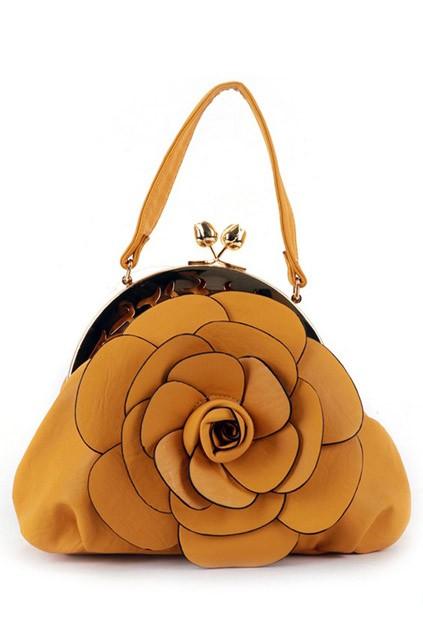 Oasap Exqusite Flower Handbag With Twist Metal Lock