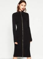 Oasap Zip Front Slim Solid Bodycon Maxi Dress
