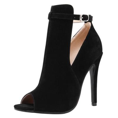 Oasap Solid Cut Out Peep Toe Stiletto Heels Sandals