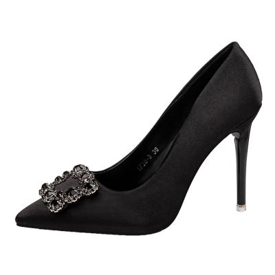 Oasap Square Rhinestone Pointed Toe Stiletto Heels Pumps