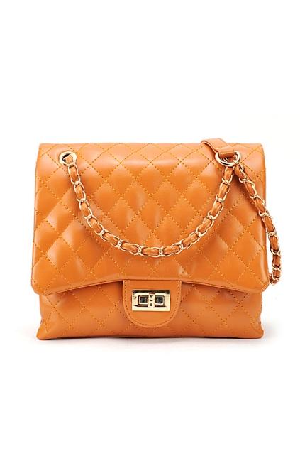 Oasap Rhombus Pattern Chain Cross Lock Shoulder Bag