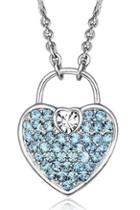 Oasap Heart Lock Shaped Pendant Swarovski Crystal Embellished Necklace