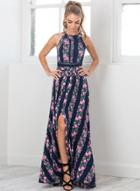 Oasap Fashion Sleeveless Floral Print Maxi Dress