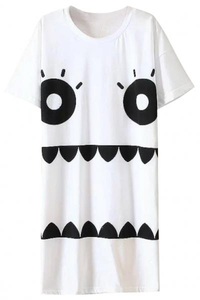 Oasap Bugeyes Print Short Sleeves Shift Dress