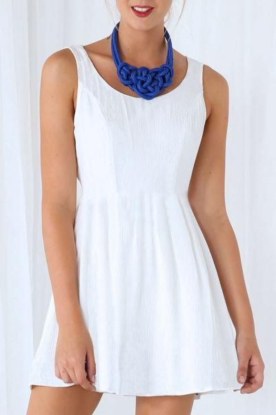 Oasap Back Mesh Belt Splicing Mini Dress