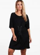 Oasap Fashion Half Sleeve Lace-up Loose Dress