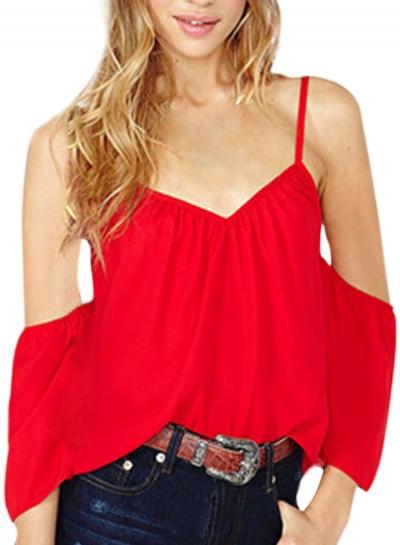 Oasap Women's Open Shoulder Spaghetti Strap Blouse
